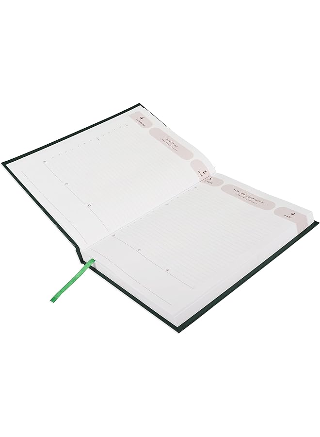 إيروريكس أجندة 2025 يوميات مواد الفينيل غلاف مقوى يوم واحد حجم الصفحة 170X240 مم إنجليزي عربي 60 جرامًا لكل متر مربع ورق أبيض لون أخضر Fsdi75Aev25Gr - Image 2