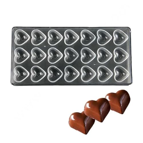 CAKE DECOR Premium 21 Cavity Polycarbonate Chocolate Mould Heart Shape Durable, Food Grade Material Professional Quality for Chocolatiers Easy Release & Cleaning - Image 1