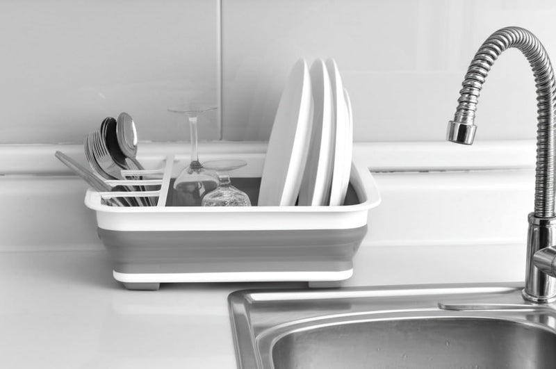 BNYD Plastic Collapsible Dish Drying Rack, Foldable Dinnerware Drainer Organizer for Storage,Kitchen - Image 4