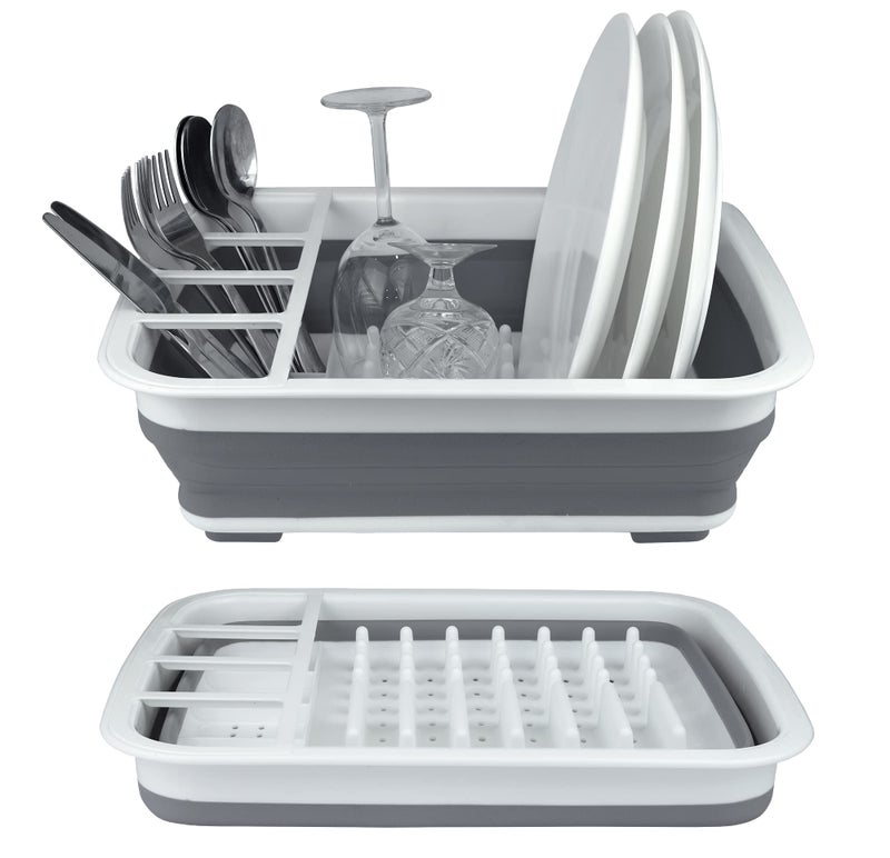 BNYD Plastic Collapsible Dish Drying Rack, Foldable Dinnerware Drainer Organizer for Storage,Kitchen - Image 1