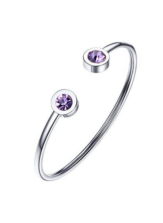 PROSTEEL - February Birthstone Amethyst Cuff Bracelet Stainless Steel Purple Crystal Bangle Bridesmaid Girl Women Jewelry Feb Birthday Gift - Image 1