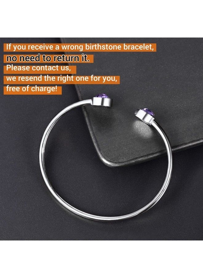 PROSTEEL - February Birthstone Amethyst Cuff Bracelet Stainless Steel Purple Crystal Bangle Bridesmaid Girl Women Jewelry Feb Birthday Gift - Image 1