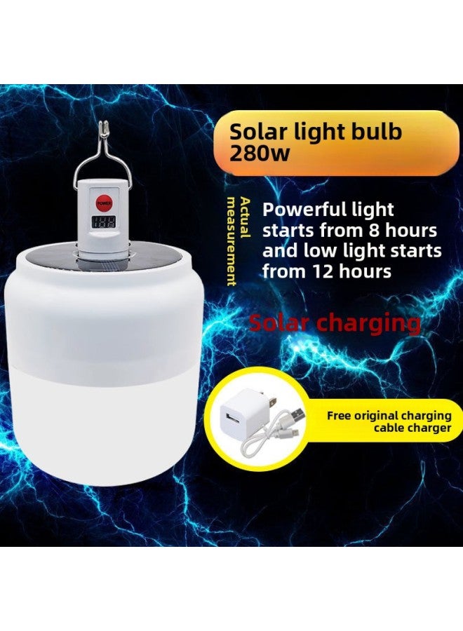 Loquat Super Bright LED Solar Charging Bulb Night Market Light Stall Home Flashlight Outdoor Wireless Power Outage Emergency Light-Light Color:Photo 100 Square Meters, Solar Lights Come With Charging Cable Charger - Image 1