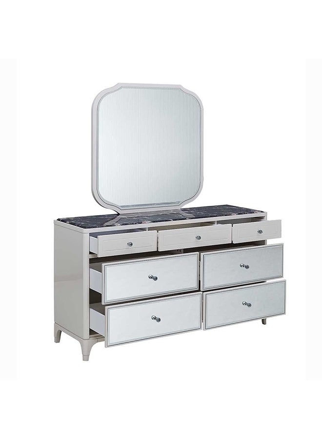 DANUBE HOME Portnoy Dresser With Mirror Durable Vanity Table Dressing Makeup Desk with Storage Modern Design Bedroom Furniture L 160 x W 50 x H 190 Cm  Ivory  - Image 3