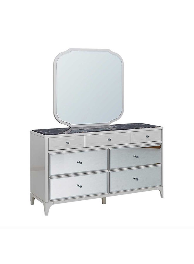 DANUBE HOME Portnoy Dresser With Mirror Durable Vanity Table Dressing Makeup Desk with Storage Modern Design Bedroom Furniture L 160 x W 50 x H 190 Cm  Ivory  - Image 2
