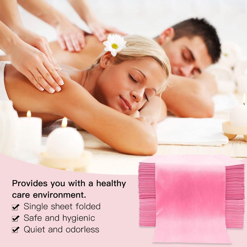 YEEOZOE 100PCS Disposable Massage Table Sheets, Pink Spa Bed Covers for Esthetician, Spa, Waxing, Lash, Tattoo, Salon Table, 31.5" X 71" - Image 4