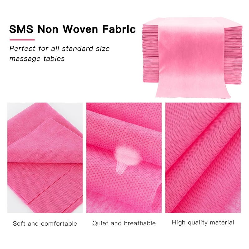 YEEOZOE 100PCS Disposable Massage Table Sheets, Pink Spa Bed Covers for Esthetician, Spa, Waxing, Lash, Tattoo, Salon Table, 31.5" X 71" - Image 3