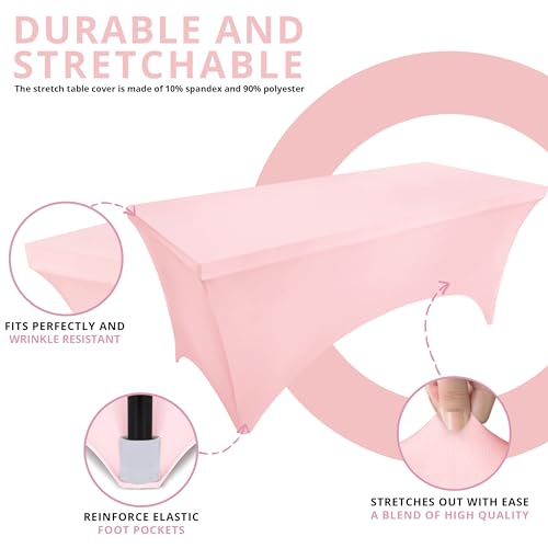 Utopia Kitchen Spandex Tablecloth 2 Pack [6FT, Pink] Tight, Fitted, Washable and Wrinkle Resistant Stretch Table Cloth Rectangle Cover for Trade Show, Weddings & Parties [72Lx30Wx30H Inch] - Image 5