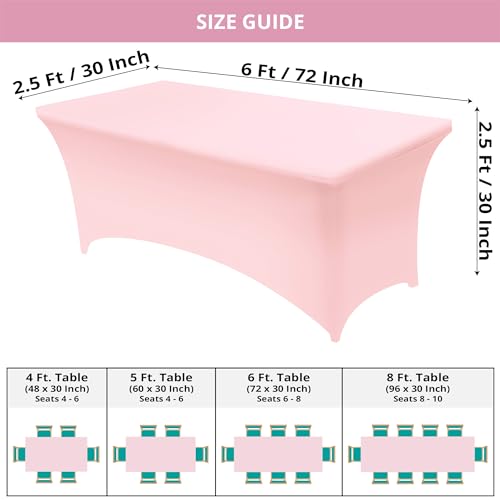 Utopia Kitchen Spandex Tablecloth 2 Pack [6FT, Pink] Tight, Fitted, Washable and Wrinkle Resistant Stretch Table Cloth Rectangle Cover for Trade Show, Weddings & Parties [72Lx30Wx30H Inch] - Image 2