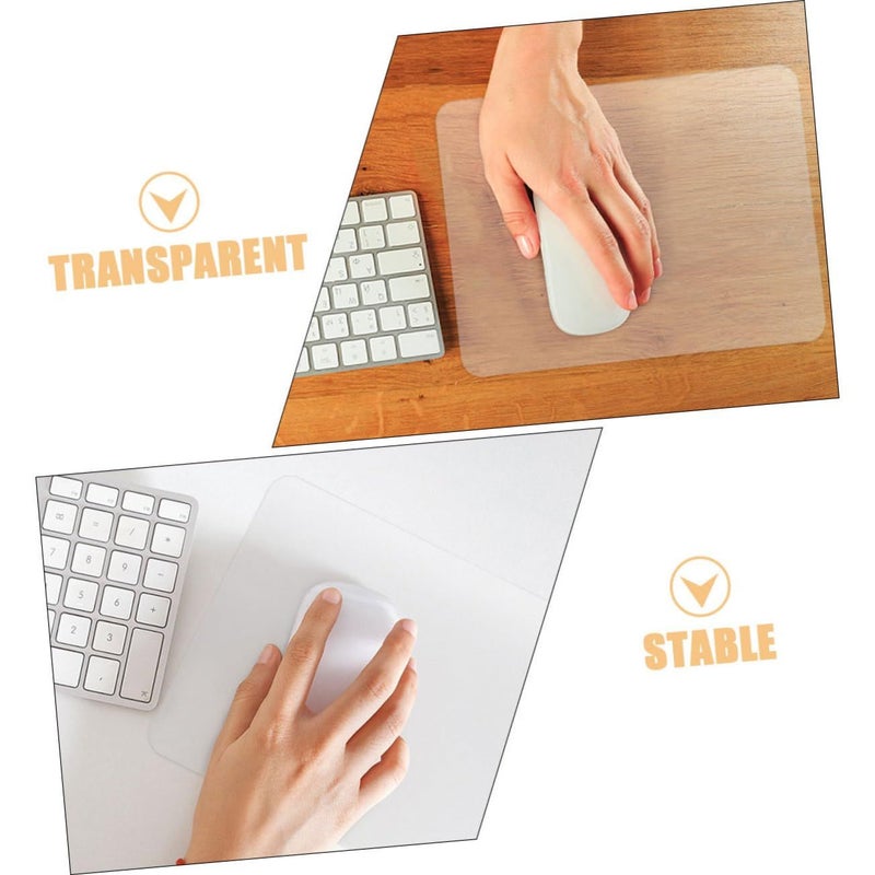 2Pcs Clear Non Slip Glass Mouse Pad for Laptop Gaming and Office Desk Mat - Image 4