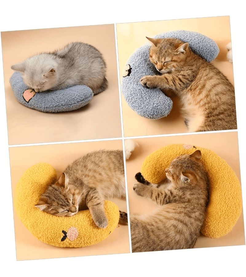 Bell Moon Blue Cat Sofa Bed Super Soft Plush Neck Pillow Calming Pet Cushion - Image 2