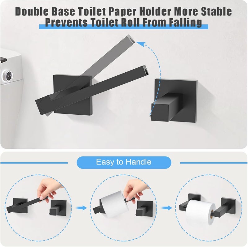 TURS 10-Piece Bathroom Hardware Accessories Set Matte Black Towel Bar Holder Set SUS304 Stainless Steel Towel Racks for Bathroom Wall Mounted, 23.6-Inch - Image 3