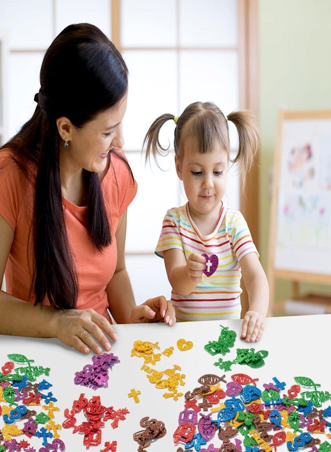 MALLMALL6 500pcs Christian Glitter Stickers - Foam Self-Adhesive Bible Cross Multi-Colour Art Craft Project Glittery Sticky Embellishments for Kids School Classroom Activity Home Party Decoration - Image 4