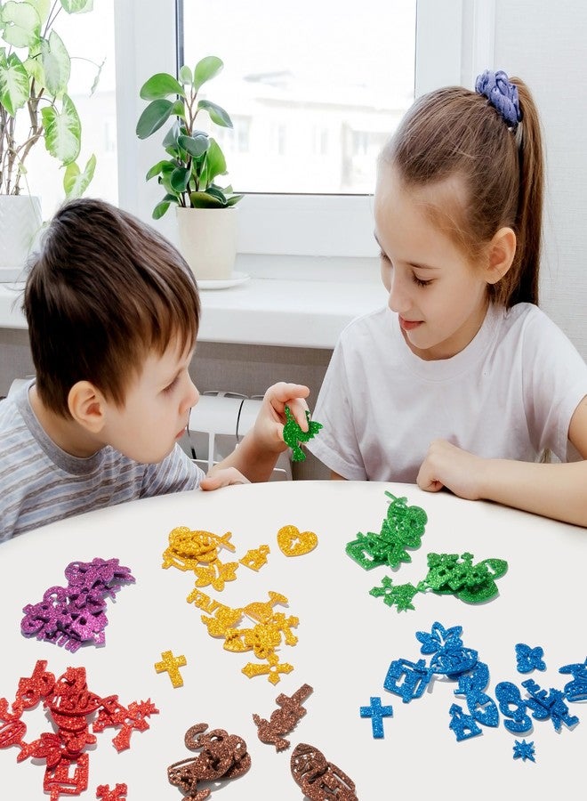 MALLMALL6 500pcs Christian Glitter Stickers - Foam Self-Adhesive Bible Cross Multi-Colour Art Craft Project Glittery Sticky Embellishments for Kids School Classroom Activity Home Party Decoration - Image 5