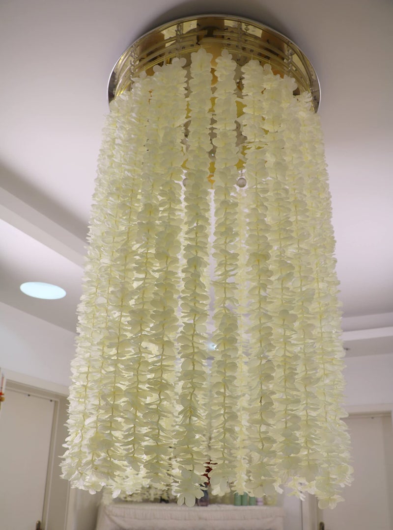 LUSHIDI 32.8Ft Artificial Silk Wisteria Vine Hanging Flowers Garland Home Outdoor Wedding Arch Garden Wall Decor,Pack of 10 (Champagne) - Image 3