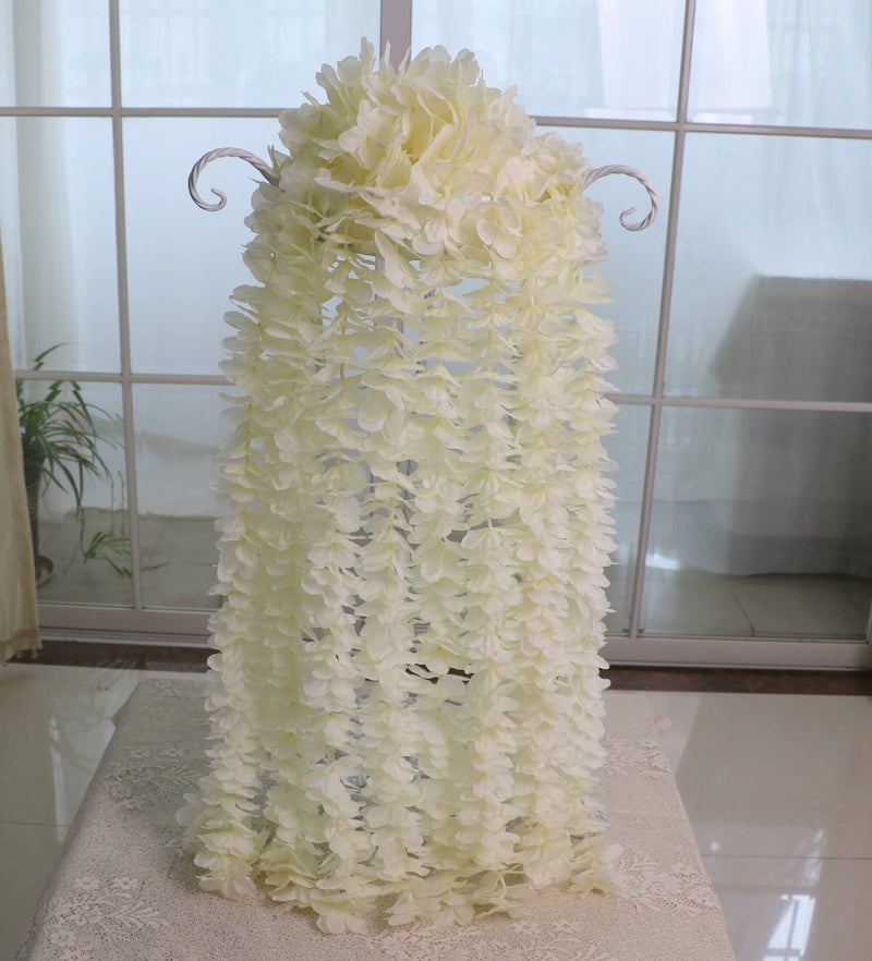 LUSHIDI 32.8Ft Artificial Silk Wisteria Vine Hanging Flowers Garland Home Outdoor Wedding Arch Garden Wall Decor,Pack of 10 (Champagne) - Image 1