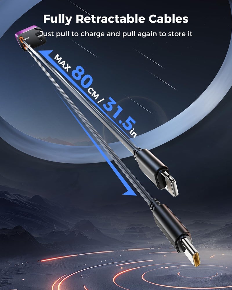 SUPERONE [2024 Upgraded] 4 in 1 Retractable Car Charger, SUPERONE Smaller Fast Car Phone Charger 69W with Cord, USB C and iPhone Car Charger Adapter, Compatible iPhone 17/17 Pro Max/16/15/14/13/12/11, Sumsung - Image 3