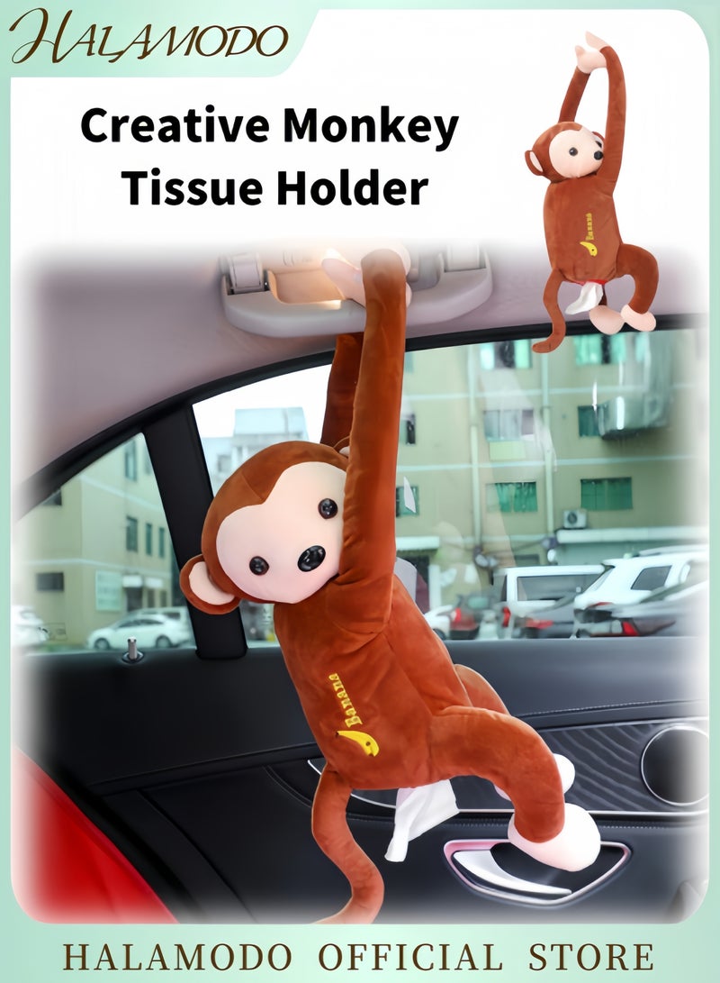 Halamodo Creative Monkey Tissue Box Cartoon Hanging Tissue Cover Paper Holder Napkin Box Animal Tissue Holder Paper Storage for Car & Home & Bathroom - Image 1