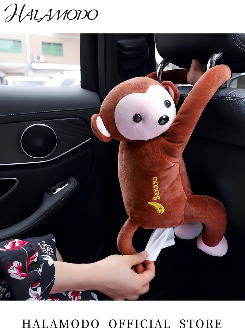 Halamodo Creative Monkey Tissue Box Cartoon Hanging Tissue Cover Paper Holder Napkin Box Animal Tissue Holder Paper Storage for Car & Home & Bathroom - Image 2