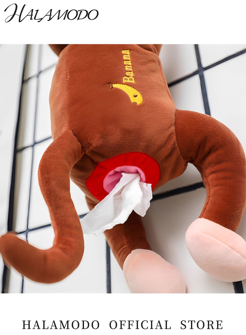 Halamodo Creative Monkey Tissue Box Cartoon Hanging Tissue Cover Paper Holder Napkin Box Animal Tissue Holder Paper Storage for Car & Home & Bathroom - Image 3