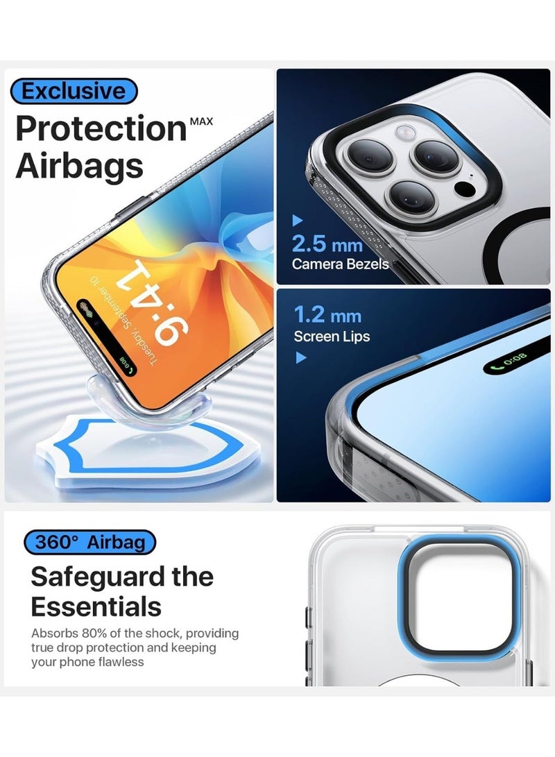 جراب مغناطيسي قوي لهاتف iPhone 13 Pro، صديق للبشرة [متوافق مع Magsafe] [حماية اختبار الدرجة العسكرية] جراب شفاف غير لامع رفيع لا يصفر أبدًا (أسود) - Image 3