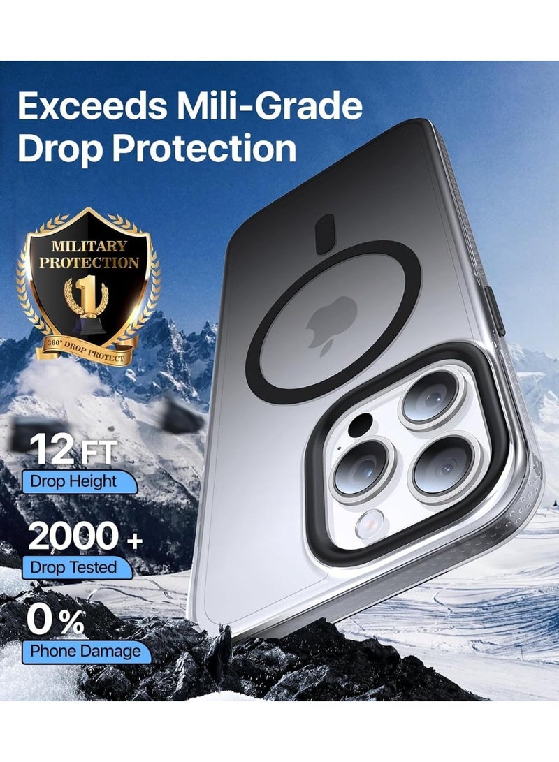 جراب مغناطيسي قوي لهاتف iPhone 13 Pro، صديق للبشرة [متوافق مع Magsafe] [حماية اختبار الدرجة العسكرية] جراب شفاف غير لامع رفيع لا يصفر أبدًا (أسود) - Image 2