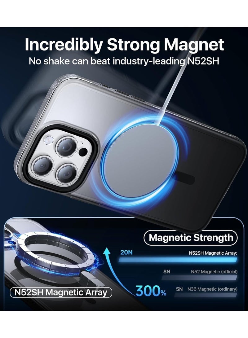 جراب مغناطيسي قوي لهاتف iPhone 13 Pro، صديق للبشرة [متوافق مع Magsafe] [حماية اختبار الدرجة العسكرية] جراب شفاف غير لامع رفيع لا يصفر أبدًا (أسود) - Image 4