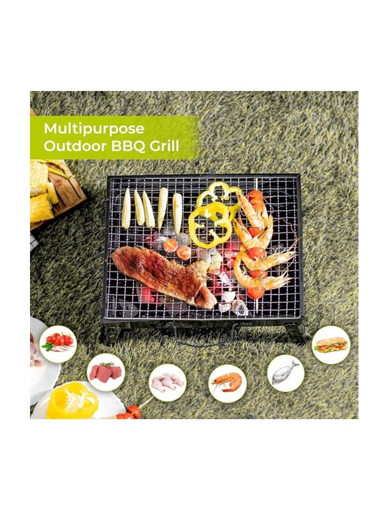 Foldable Charcoal Barbecue Grill with Handle – Portable Stainless Steel Tabletop BBQ & Smoker for Camping, Picnics, Beach & Outdoor Cooking - Image 2