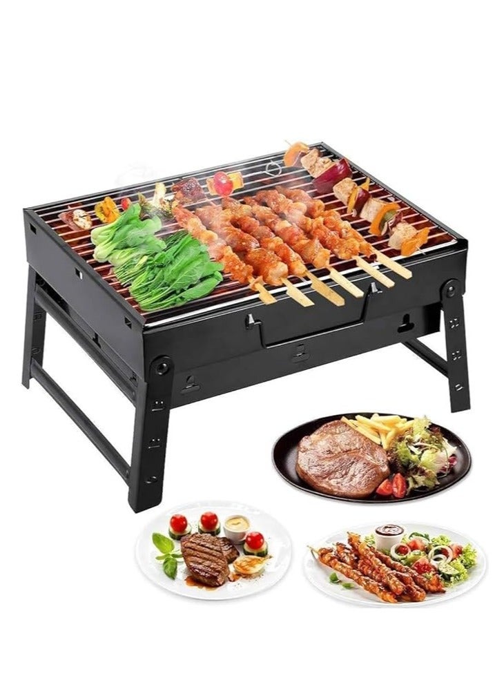 Foldable Charcoal Barbecue Grill with Handle – Portable Stainless Steel Tabletop BBQ & Smoker for Camping, Picnics, Beach & Outdoor Cooking - Image 1