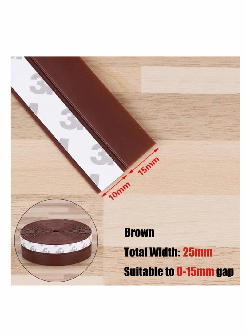 16 Feet Silicone Seal Strip, Door Weather Stripping Door Seal Strip Window Seal Silicone Sealing Tape for Door Draft Stopper Adhesive Tape for Doors Windows and Shower Glass - Brown, 25MM - Image 4