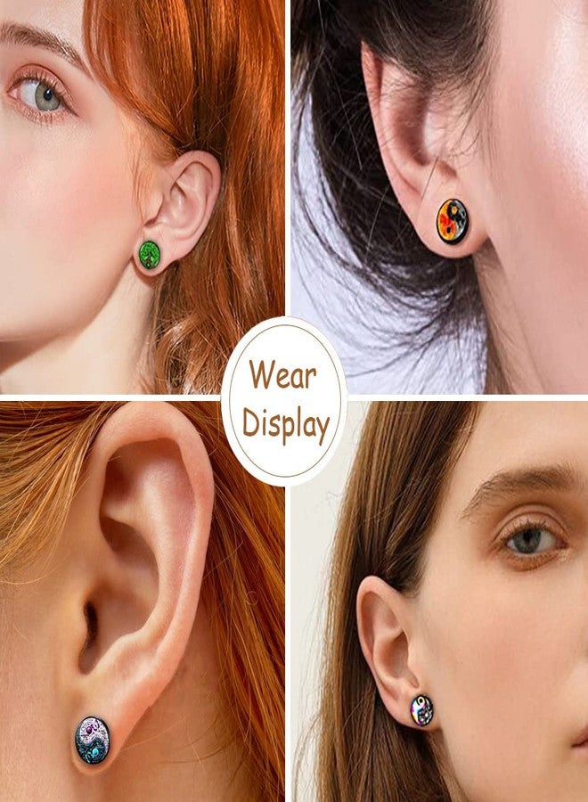 SIISPRI 6Pairs YinYang Mens Earrings Set Hypoallergenic Surgical Stainless Steel Round Circle Button Stud Post Earrings 10MM, Stainless Steel, No Gemstone - Image 4