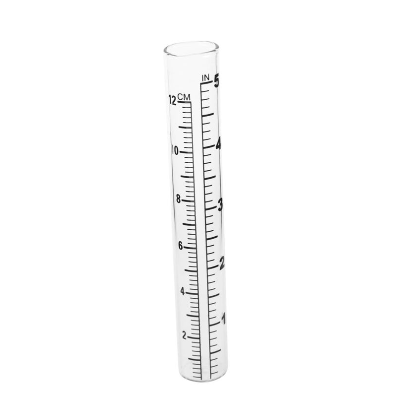 Glass Flat Bottomed Rain Gauge Tube 12cm for Garden Replacement Yard Measurement - Image 1