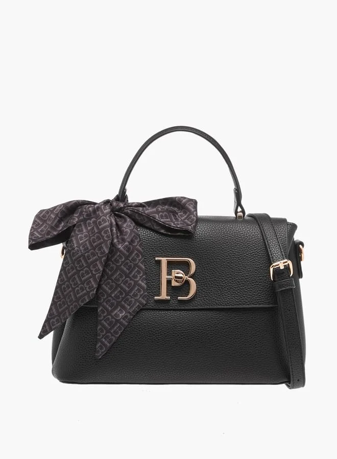 فلورا بيلا من شو إكسبرس Womens Textured Satchel Bag With Twist Lock Closure And Scarf Detail