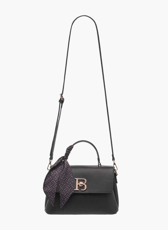 Flora Bella By Shoexpress Womens Textured Satchel Bag With Twist Lock Closure And Scarf Detail  - Image 3