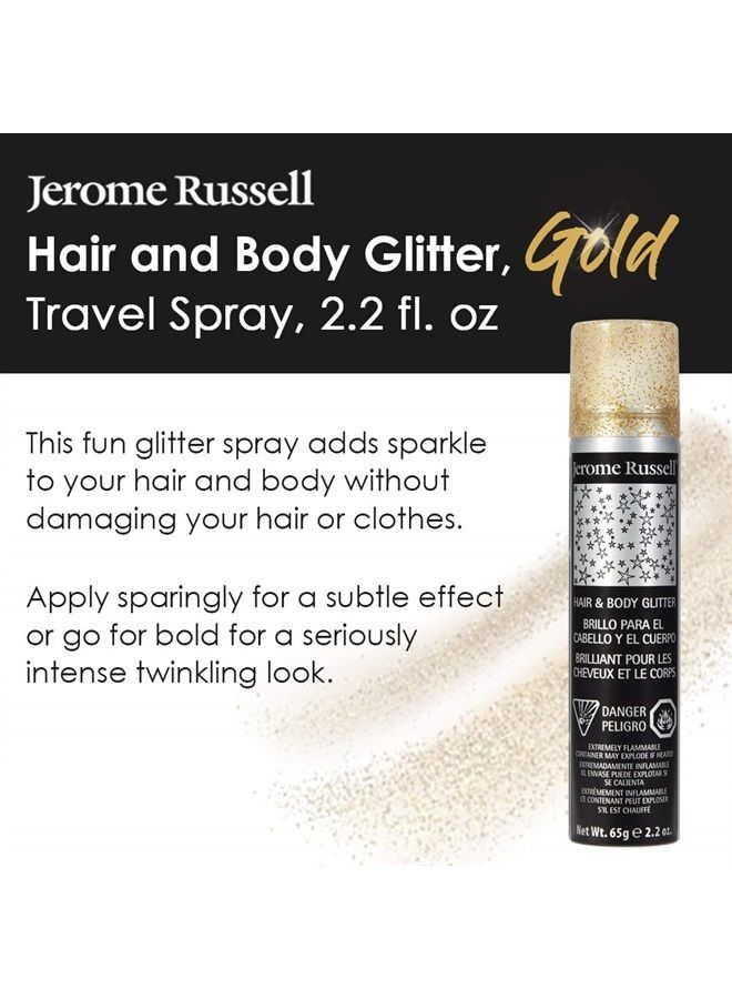 Jerome Russell Temporary Hair and Body Glitter Color Spray, Travel Spray, Lightweight, Adds Sparkly Shimmery Glow, Perfect to use On Hair, Skin, or Clothing, 2.2 oz - Glitter GOLD x 1 Pack - Image 3