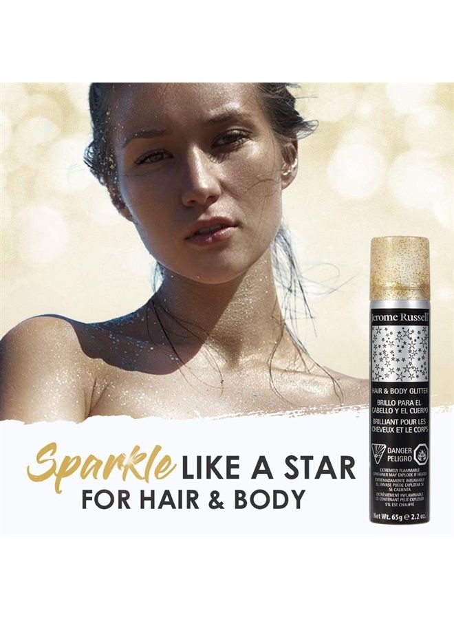 Jerome Russell Temporary Hair and Body Glitter Color Spray, Travel Spray, Lightweight, Adds Sparkly Shimmery Glow, Perfect to use On Hair, Skin, or Clothing, 2.2 oz - Glitter GOLD x 1 Pack - Image 2