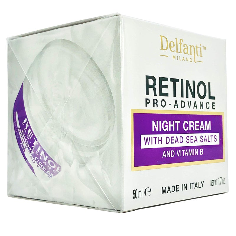 Delfanti Milano, Retinol Pro Advance Night Cream with Dead Sea Salts and Vitamin B, Anti Aging Moisturizer for Face and Neck, Made in Italy, 1.7 oz 50 mL - Image 3