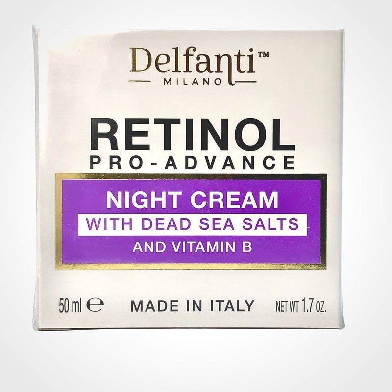 Delfanti Milano, Retinol Pro Advance Night Cream with Dead Sea Salts and Vitamin B, Anti Aging Moisturizer for Face and Neck, Made in Italy, 1.7 oz 50 mL - Image 2
