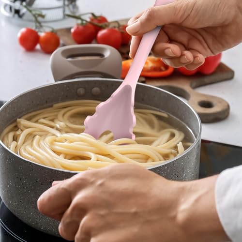 AOTHOD Silicone Cooking Utensils Set - 446°F Heat Resistant Kitchen Utensils,Turner Tongs,Spatula,Spoon,Brush,Whisk,Kitchen Utensil Gadgets Tools Set for Nonstick Cookware,Dishwasher Safe BPA Free(Pink) - Image 5