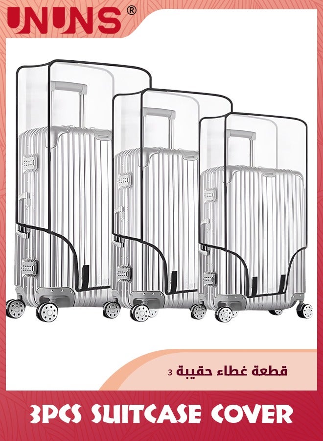 UNUNS غطاء حقائب، 3 قطع أغطية حقائب PVC شفافة واقية معتمدة من TSA، مجموعة أغطية حقائب لحقائب 20 24 28 بوصة - Image 1