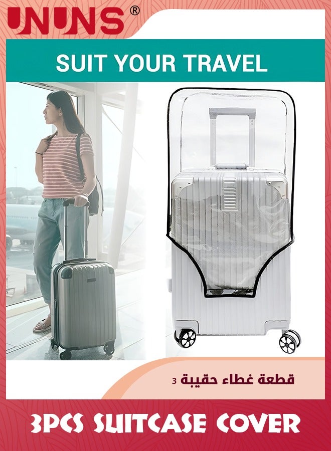 UNUNS غطاء حقائب، 3 قطع أغطية حقائب PVC شفافة واقية معتمدة من TSA، مجموعة أغطية حقائب لحقائب 20 24 28 بوصة - Image 2