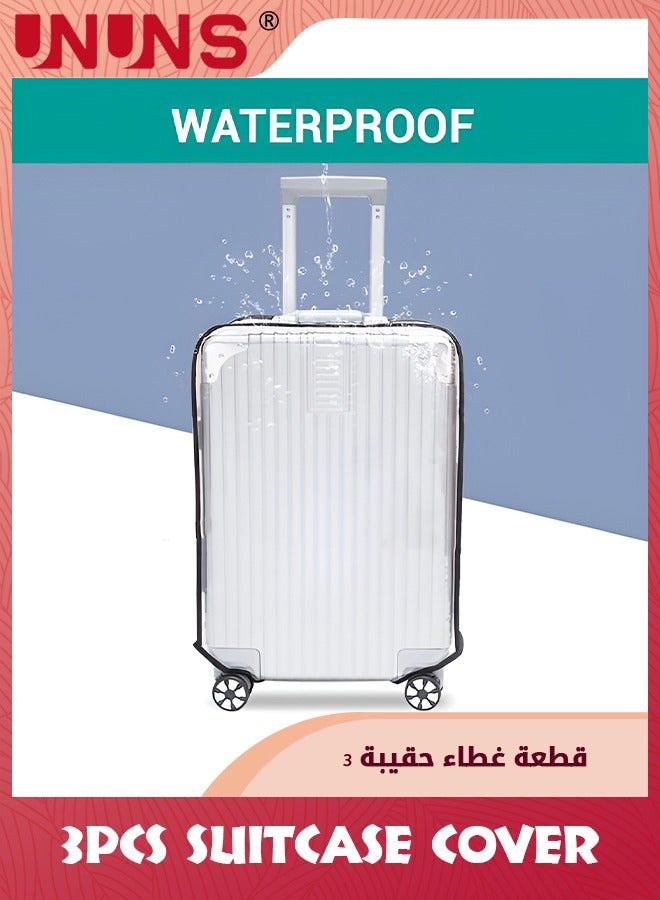 UNUNS غطاء حقائب، 3 قطع أغطية حقائب PVC شفافة واقية معتمدة من TSA، مجموعة أغطية حقائب لحقائب 20 24 28 بوصة - Image 4