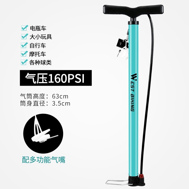WEST BIKING High Pressure Air Pump for Bicycle, Car, Basketball, Electric Bike, Motorcycle - Portable Home Use, 160PSI, Aluminum Alloy, Presta/Schrader Valve