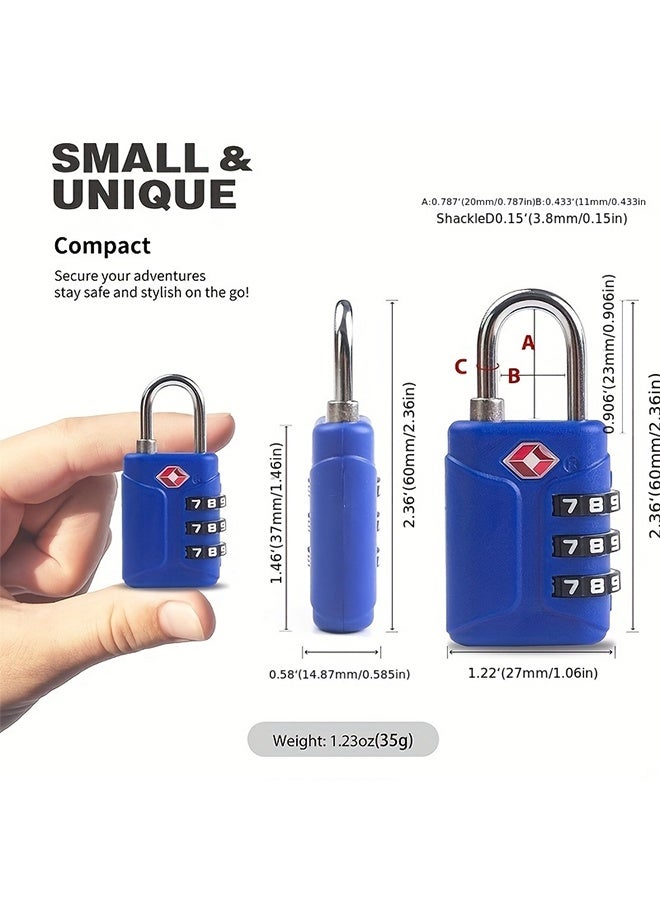 Tersely [2 Pack] TSA Approved Locks for Luggage, 3 Digit Combination Lock, Travel Safe Mini Combo Lock for Suitcase, Backpack Zipper, Small Lightweight TSA Padlock for Gym Locker, Cabinet, Toolbox - Image 2