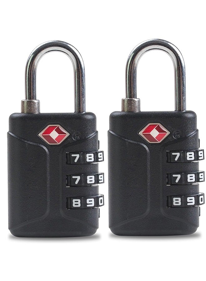 Tersely [2 Pack] TSA Approved Locks for Luggage, 3 Digit Combination Lock, Travel Safe Mini Combo Lock for Suitcase, Backpack Zipper, Small Lightweight TSA Padlock for Gym Locker, Cabinet, Toolbox - Image 1