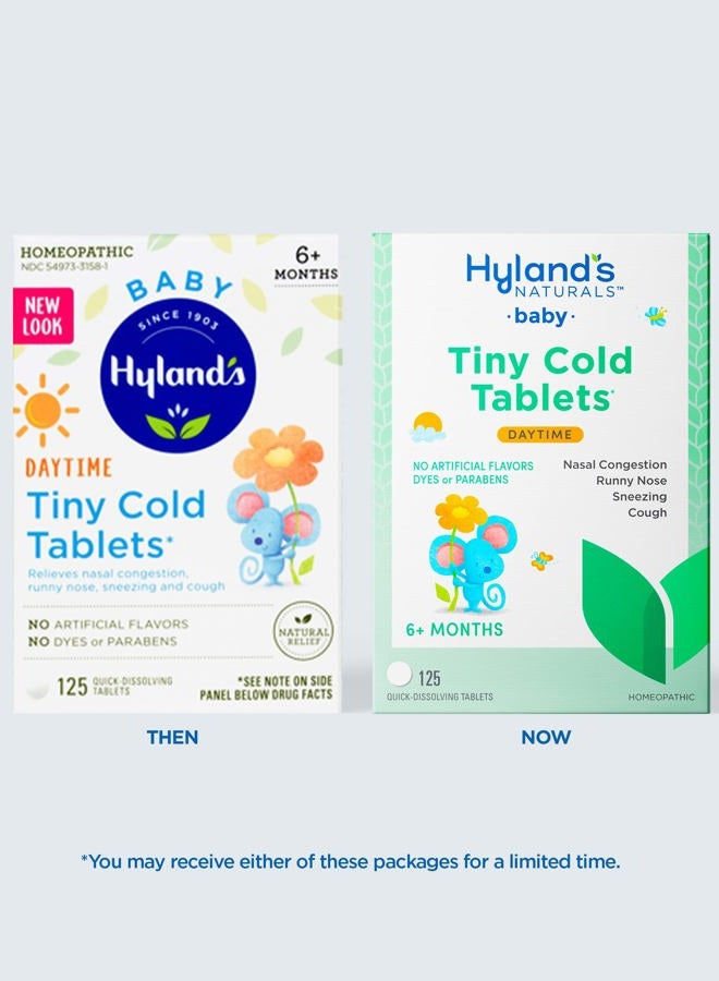 Hyland's Baby Tiny Cold Tablets, Daytime, Infant and Baby Cold Medicine, Decongestant, Runny Nose and Cough Relief, 125 Quick-Dissolving Tablets - Image 2