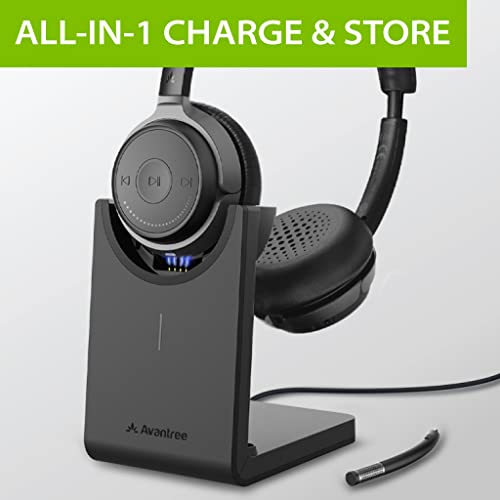 Avantree Alto Clair aptX HD Bluetooth Headset with Microphone, Mute Function, Clear Talking, Hi-Fi Music, Low Latency, Wireless Headphones with Charging Base for Computer, PC, Laptop, Skype, TV - Image 5