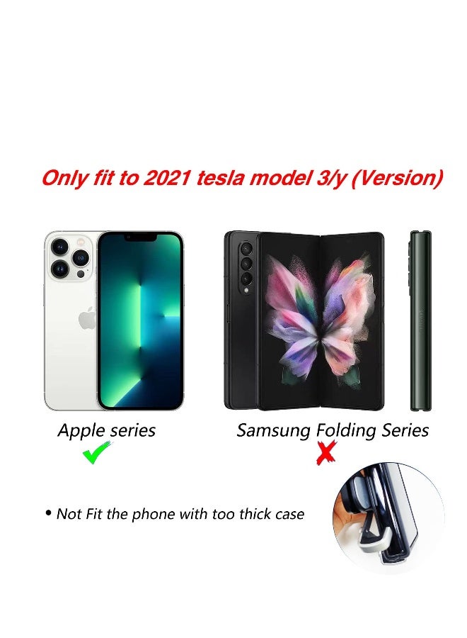 Adjustable Gravity Car Phone Mount for Tesla Model 3 and Model Y (2021) - Premium Silver Phone Holder Accessory for Your Vehicle. - Image 4
