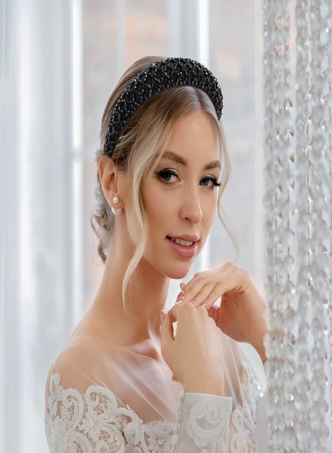 YISSION 1PC Black Rhinestone Headband for Women Girls Non Slip Head Bands Fashion Jeweled Hairband Sparkly Crystal Headbands for Women Bling Hair Accessories for Women Girls Wedding Prom Holiday - Image 5