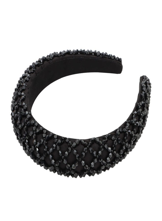 YISSION 1PC Black Rhinestone Headband for Women Girls Non Slip Head Bands Fashion Jeweled Hairband Sparkly Crystal Headbands for Women Bling Hair Accessories for Women Girls Wedding Prom Holiday - Image 1